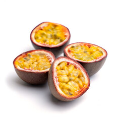 Fresh passion fruit on white background