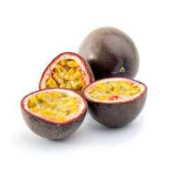 Fresh passion fruit on white background