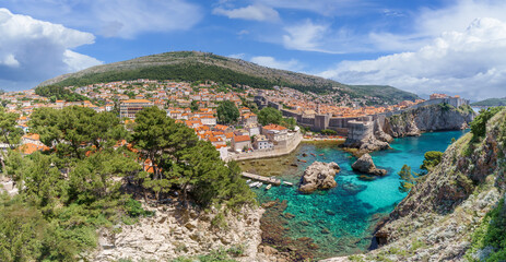 Landscape with Dubrovnik old town, dalmatian coast, Croatia