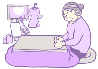 認知症　意欲低下　趣味への興味がなくなってしまった高齢女性のイラスト