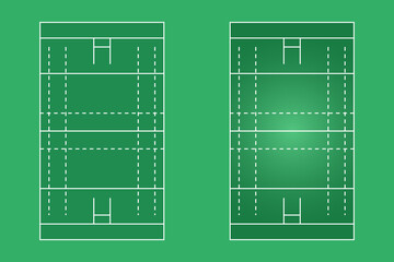 Rugby court flat design, Rugger field graphic illustration, Vector of rugby court and layout.