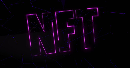Image of purple nft text over black background
