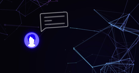 Image of constellations and social media alert with user icon over black background