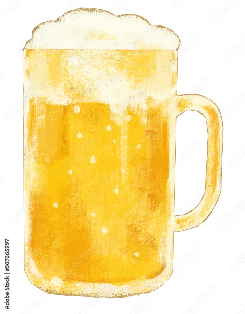 Wall mural Cold god larger beer with foam alcohol booze drink hand digital painting illustration