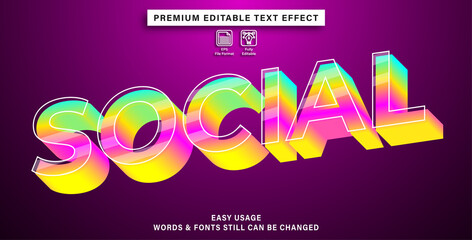 editable text effect social. font graphic style.