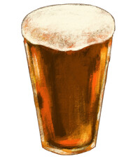 Cold beer with foam alcohol booze drink hand digital painting illustration