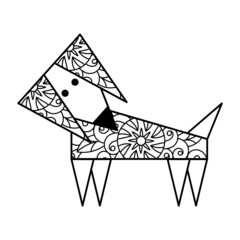 Cute dog coloring book page. Funny geometric doggie. vector illustration.