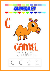 alphabet letter c for animal  cartoon character 