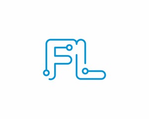 Abstract Letters FL Logo Design Template 001