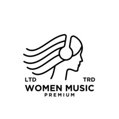 women Music logo design vector illustration isolated white background