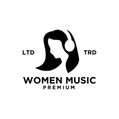 women Music logo design vector illustration isolated white background