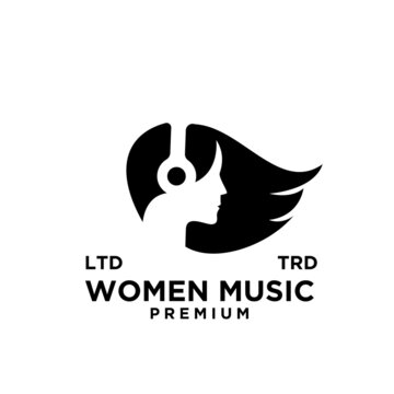 women Music logo design vector illustration isolated white background