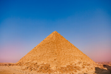 Fototapeta na wymiar Only pyramids of Giza in Cairo Egypt sunset sky, travel Egyptian