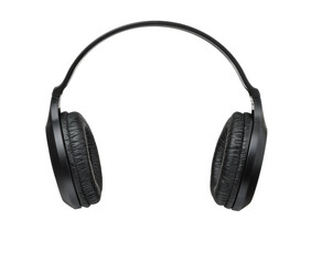 Fototapeta na wymiar Front view of black wireless over-ear headphones
