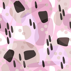Vector seamless abstract geometric pattern on light pink background.