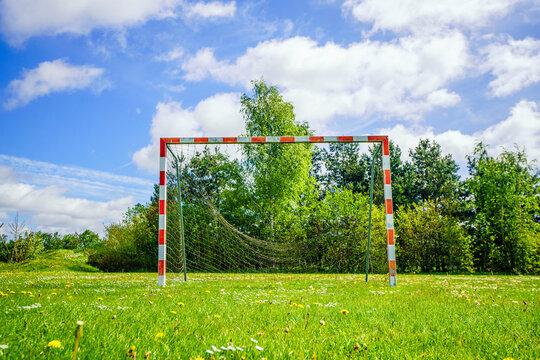 Old Handball Goal With A Broken Net