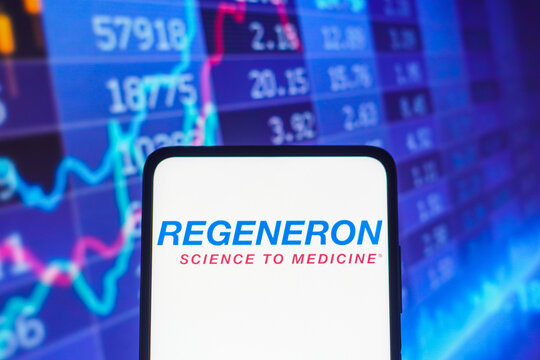 May 24, 2022, Brazil. In this photo illustration, the Regeneron Pharmaceuticals logo seen displayed on a smartphone screen.