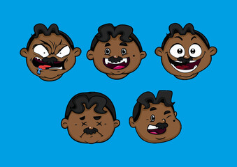 set of funny cartoon faces Streaming Emotes Badges