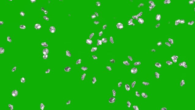 Falling diamonds motion graphics with green screen background