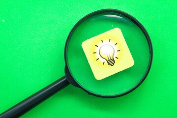 magnifying glass and idea icons. the concept of finding ideas