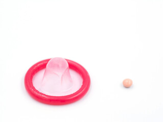 condom with contraceptive, birth control pill, safe sex
