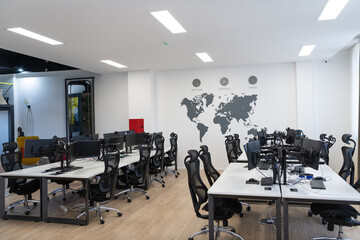 Empty Interior Of Modern Design Open Plan Start up Office. Selective focus 