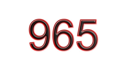 red 965 number 3d effect white background