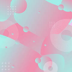 Bright abstract background. The balls are gradient. Pattern bubbles and rings. Pink and blue.

