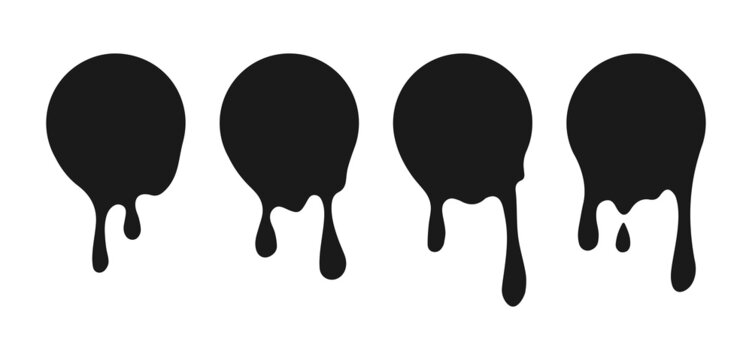 Dripping paint icon set. Paint flows. Melted circle logo vector design.