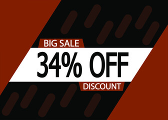 Big sale 34% discount. 34% off reduction in dark modern banner.