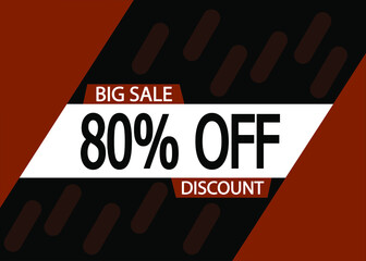 Fototapeta premium Big sale 80% discount. 80% off reduction in dark modern banner.