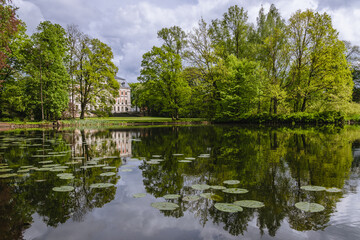 Fototapeta na wymiar Castle and park in Pszczyna town in southern Poland