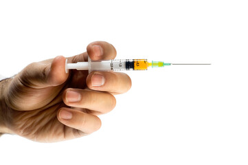 Holding Needle for Injection On White