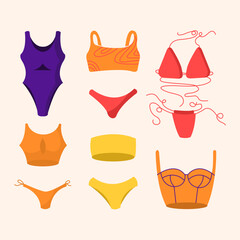 woman bikini swimwear set summer pool party vector isolated