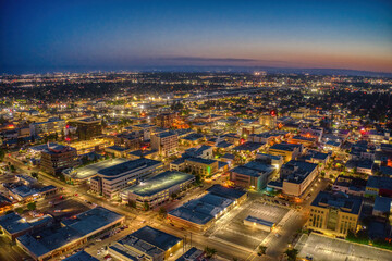 Obraz premium Aerial View of Downtown Bakersfield, California Skyline