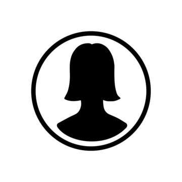 Female user account profile circle flat vector icon for apps and websites