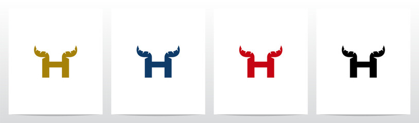 Fototapeta na wymiar Horn On Letter Logo Design H