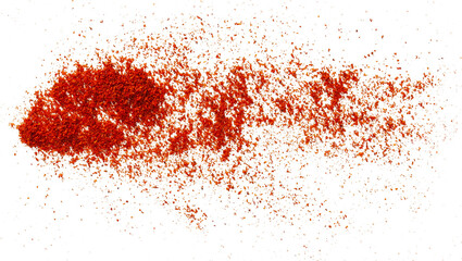 Red ground pepper. Chili pepper powder isolated on white background.