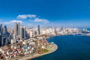 Obraz na płótnie Canvas aerial photography qingdao city architecture landscape skyline