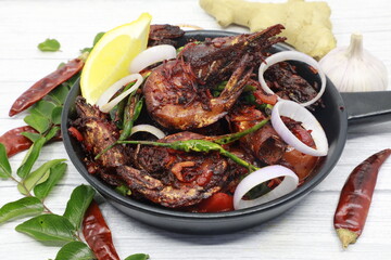 Delicious spicy prawns fry 