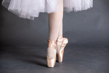 Ballet shoes in studio close-up.
