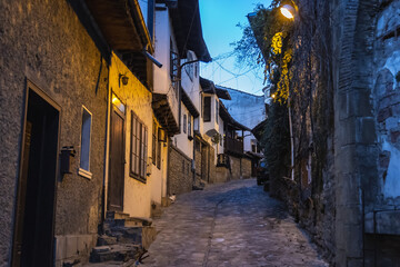 Narrow street in old part of Veliko Tarnovo city, Bulgaria