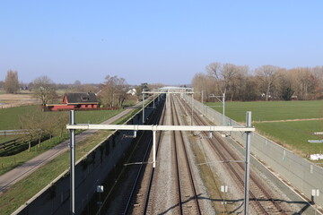 Babberich, The Netherlands. 05-03-2022. The Betuweroute double track freight railway from Rotterdam to Germany. 