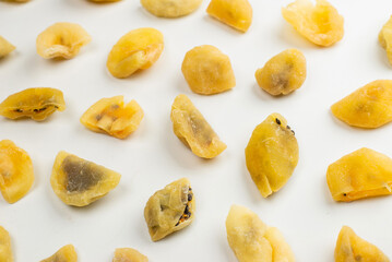 Dried passion fruit isolated on a white background.