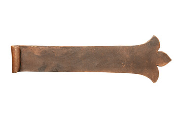 An old brown sign in retro style. Copy space. Isolated on white