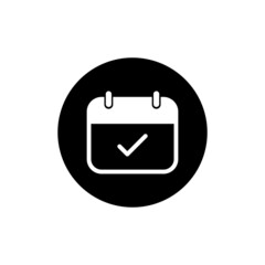 Calendar with tick in black round