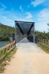Ecopista do Dão bridge, bike lane in the countryside, Viseu Portugal - obrazy, fototapety, plakaty