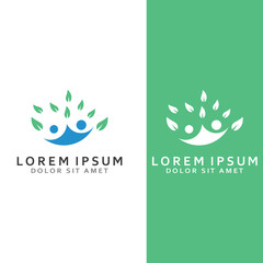 Human nature leaf logo. Leaf and human combination logo with template illustration vector concept.