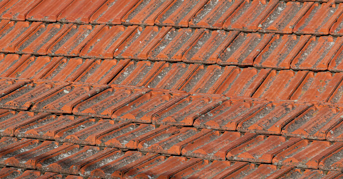 Close-up image of weathered tiles