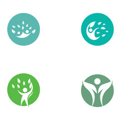 Human nature leaf logo. Leaf and human combination logo with template illustration vector concept.